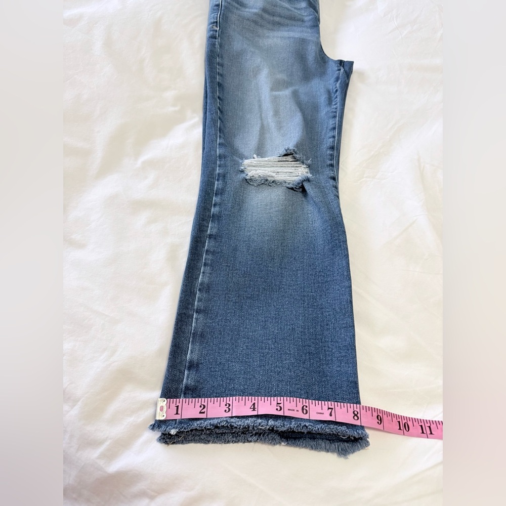 Good American | SZ 14/ 32 | Straight Jeans Indigo Blue | Cropped Distressed - Picture 9 of 9